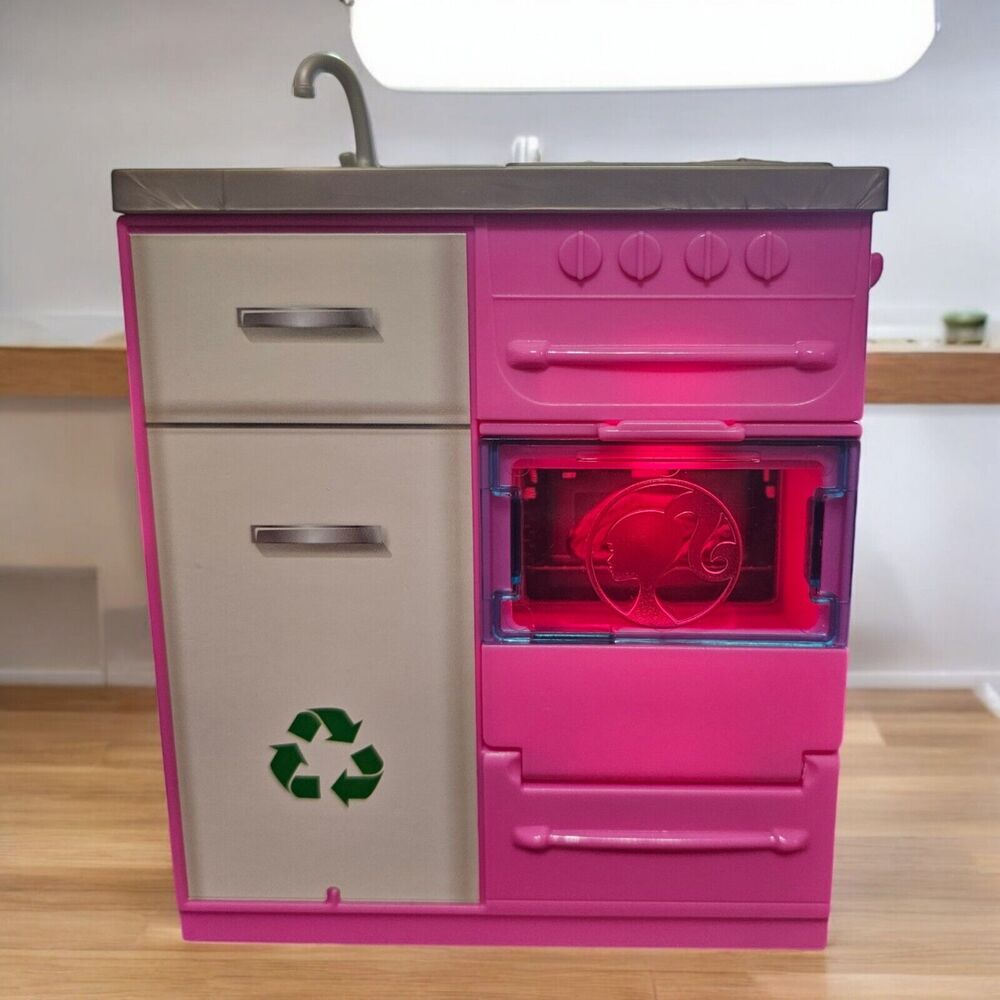 Barbie Dreamhouse Kitchen Sink Stove Oven Replacement FHY73 Sounds Lights WORKS